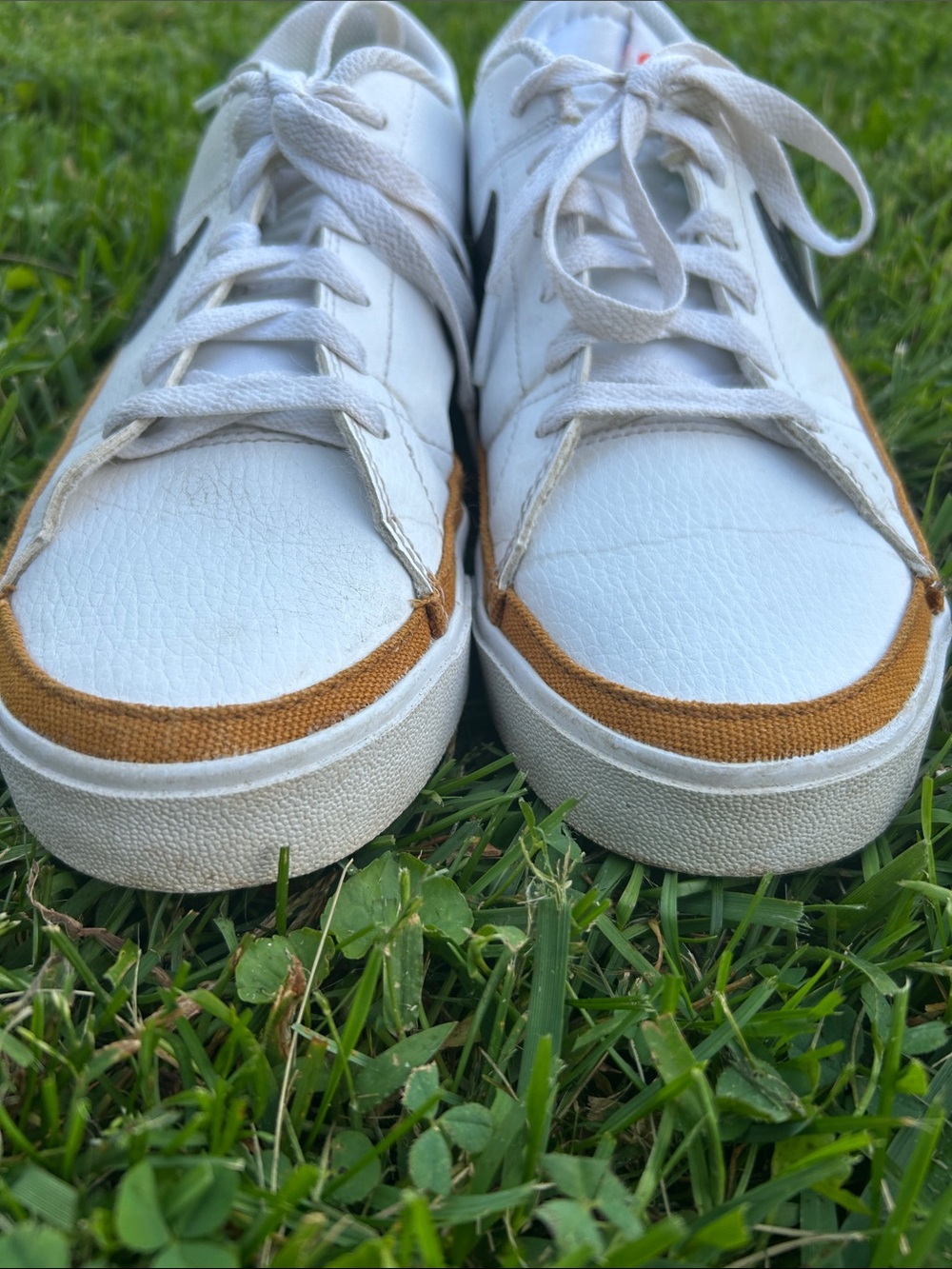 Nike court legacy White Sneakers with Black Swoosh and Tan Trim - Picture 3 of 5